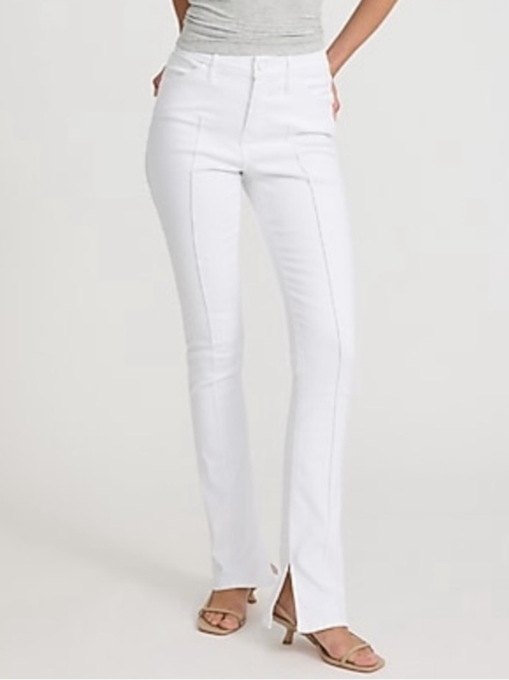 Express Skyscraper White Flare Jeans with Front Seam